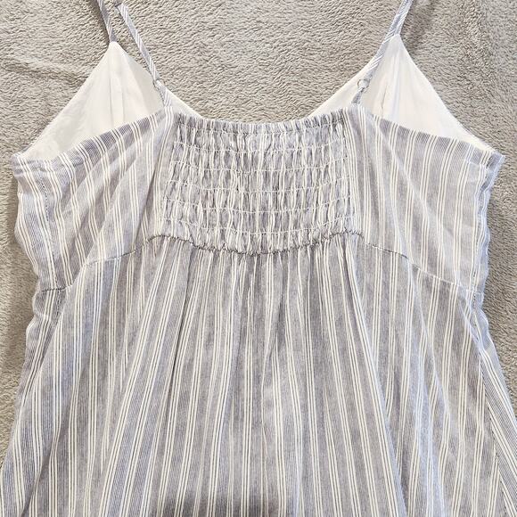 Ocean Drive Striped Babydoll Empire Waist Smocked Mini Dress Size Large Beach - Picture 5 of 9